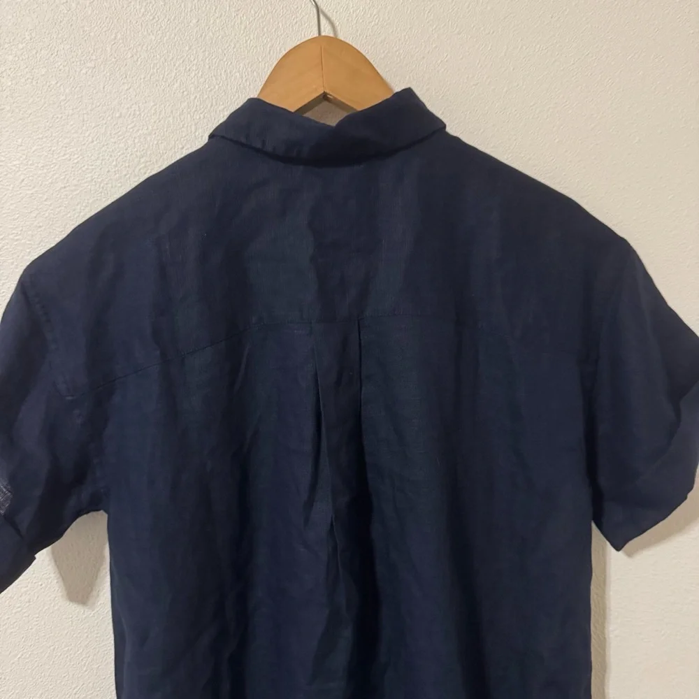 J Crew Capitaine Linen Shirt Dress Navy Lagenlook Minimalist Summer 2024 NWT-XS - Picture 8 of 12